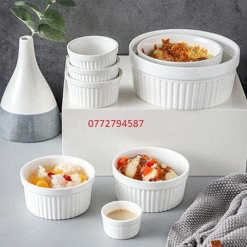 Chén Sứ Ramekin Sọc Đựng Gia Vị Cao Cấp Tròn