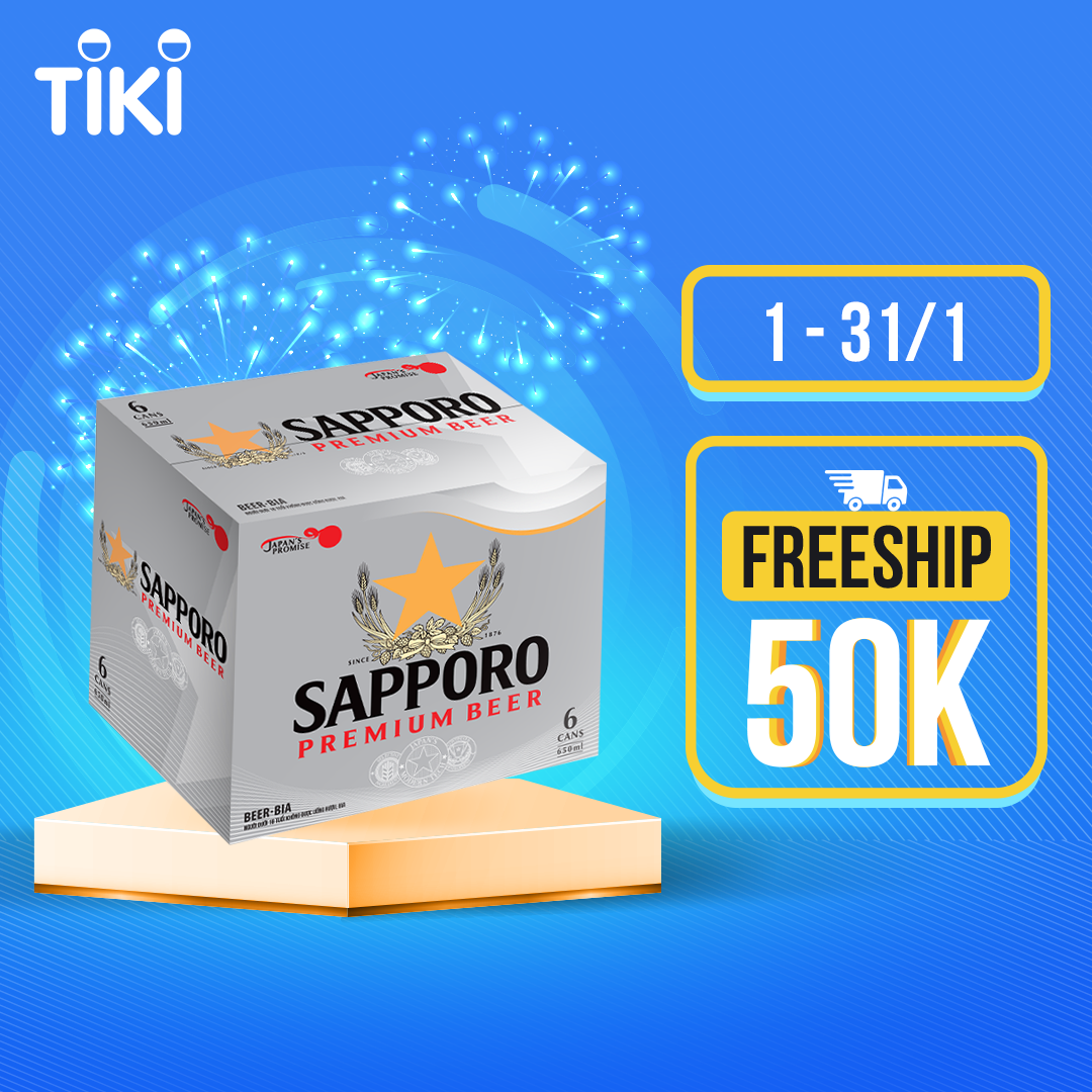 Bia Sapporo Premium - Thùng 6 lon 650ml