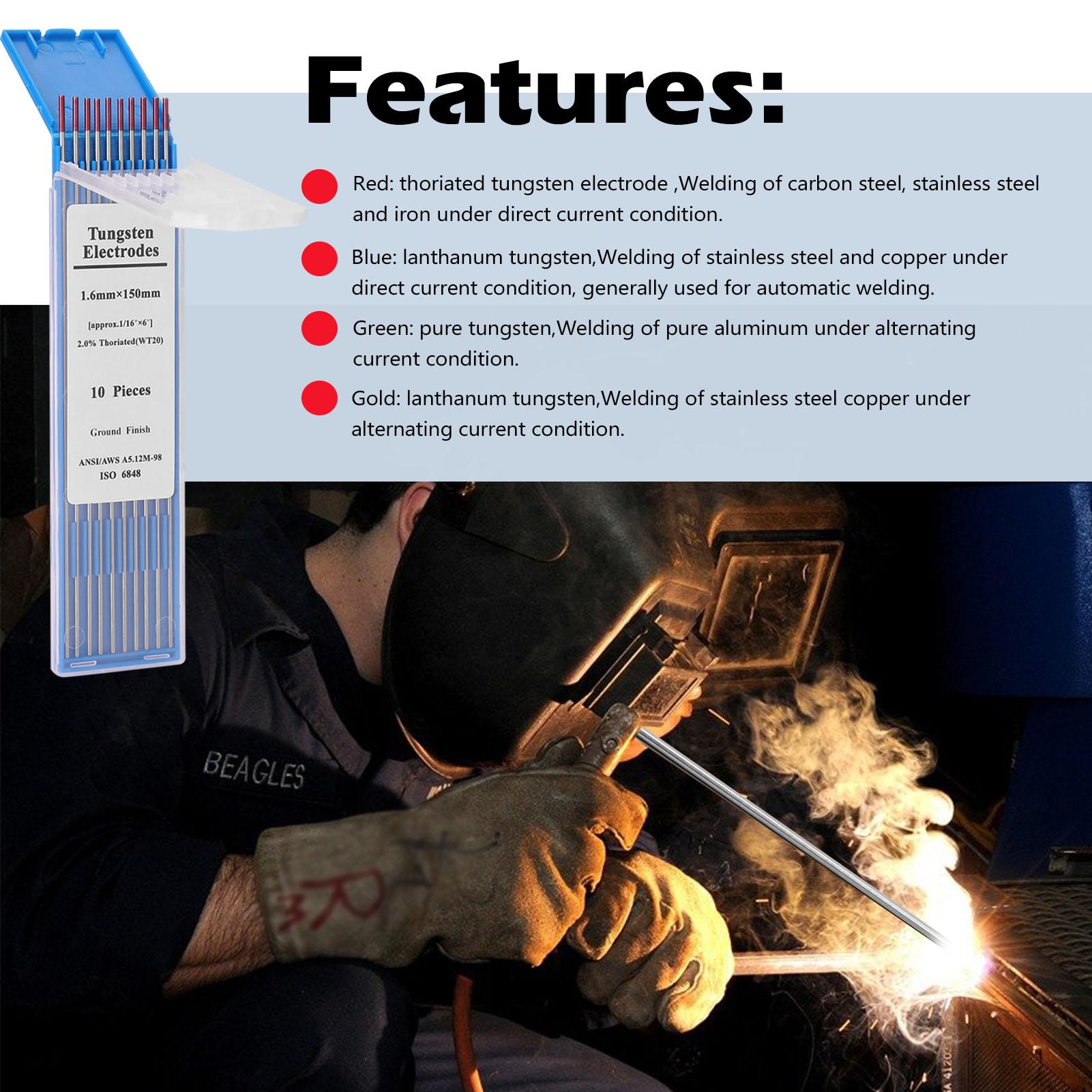 Tungsten Electrodes Welding Rods Red/Gold/Blue/Green 1.6*150/2.4*150 Welding Equipment Parts Weldings Torch Tungsten Pin