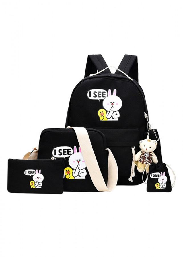 Bộ 5 món ba lô thời trang I see tặng kèm gấu bông