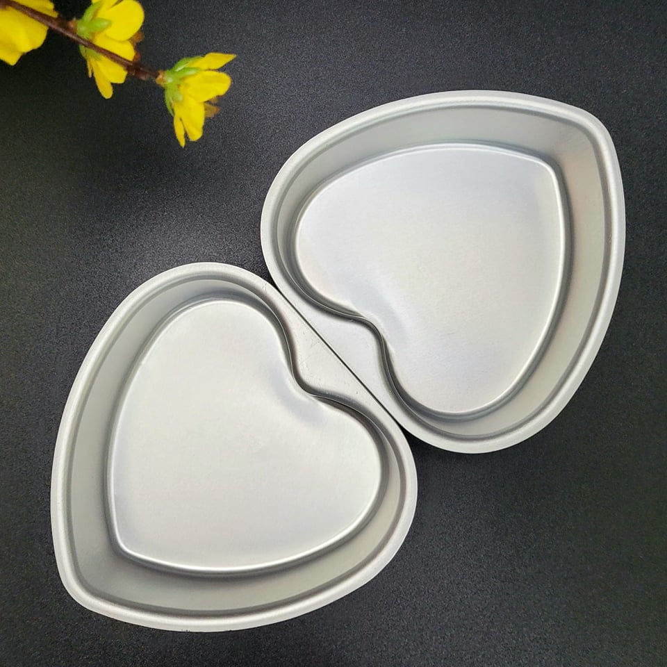 Khuôn Bánh Nhôm Đúc Cao Cấp - Hình Trái Tim 20/ 15cm. Khuôn bánh Bông lan, Rau câu Banh Trung Thu. Khuôn ép bằng tay. Đồ Gia Dụng nhà bếp pha chế làm bánh nguyên liệu
