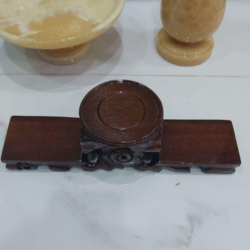 Bộ Tỳ Hưu 10cm + Bát tụ bảo 10cm + đế gỗ Đá ngọc Hoàng Long
