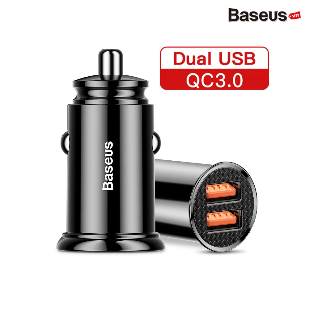 Bộ tẩu sạc nhanh đa năng dùng cho xe hơi Baseus Circular Plastic PPS Car Charger - hàng chính hãng