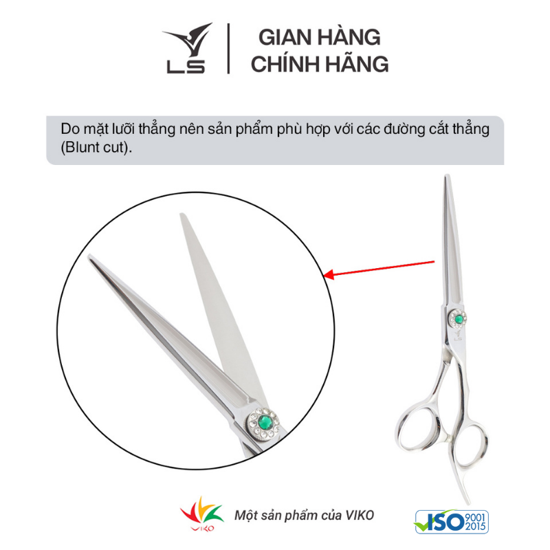 Kéo cắt tóc LS lưỡi thẳng quai offset vênh đỡ ngón cố định FA73/6.0