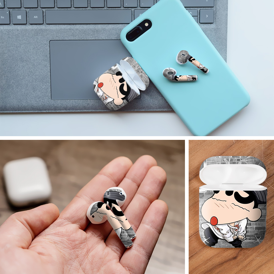 Miếng dán skin chống bẩn cho tai nghe AirPods in hình thiết kế - atk108 (bản không dây 1 và 2)