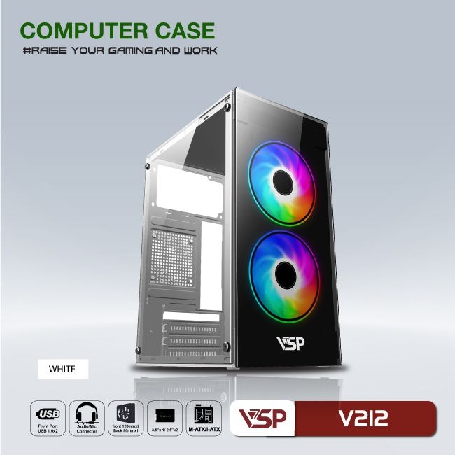 Vỏ Máy Tính Case Game VSP V212 (Black/White/Green/Pink) - Hàng Chính Hãng