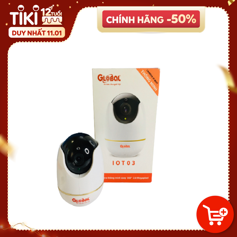 GLOBAL IOT03 - Camera wifi trong nhà chất lượng cao, tích hợp báo động vào điện thoại khi có chuyển động Hàng chính hãng