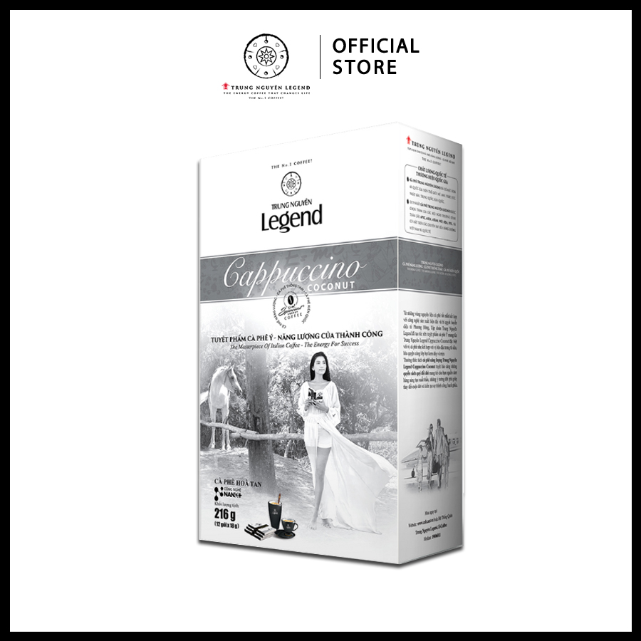 Trung Nguyên Legend - Cà phê hoà tan rang xay Cappuccino Coconut - Hộp 12 gói x 18gr
