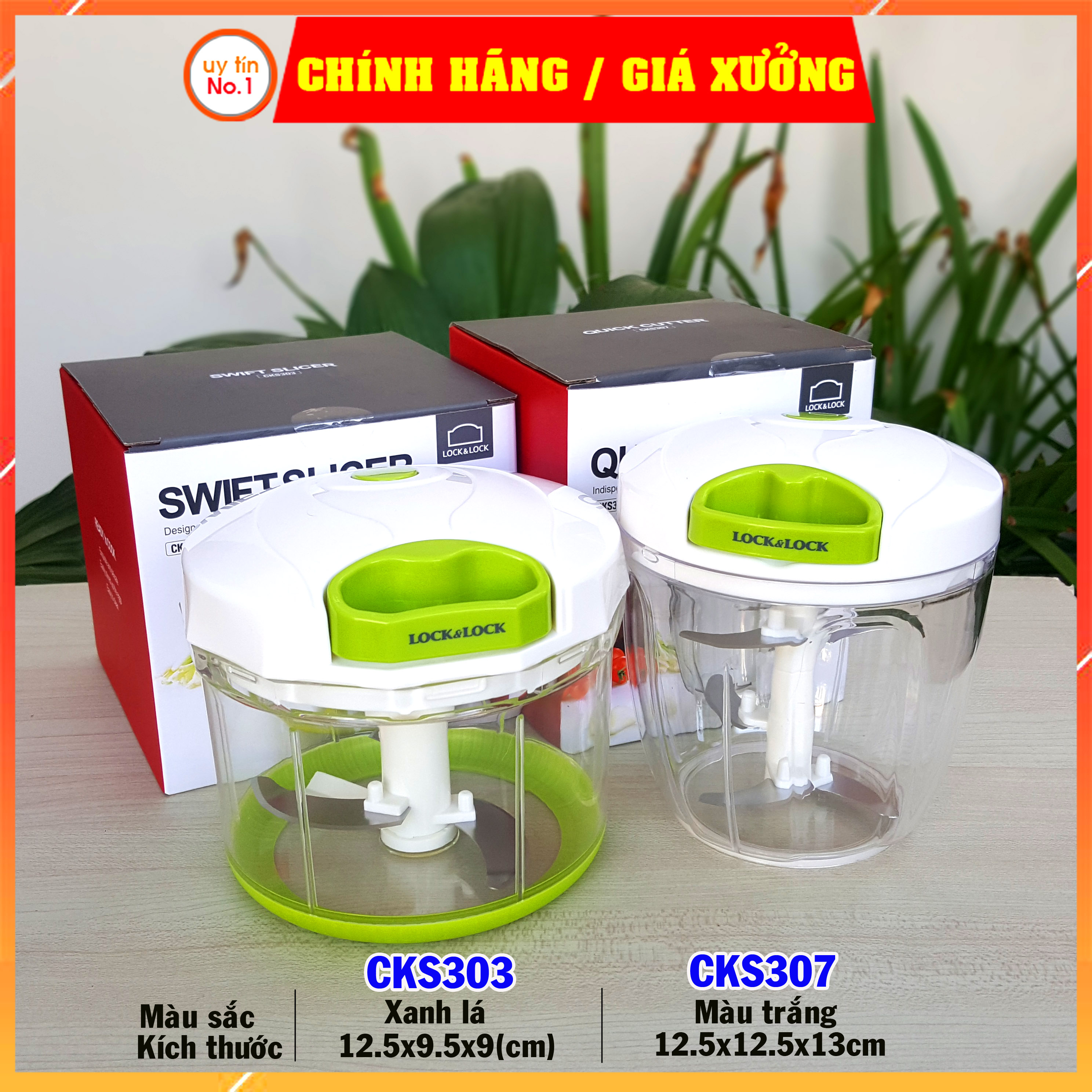 Dụng cụ xay tỏi ớt, dụng cụ băm nhỏ thực phẩm LOCK&LOCK CKS303 & CKS307 600ml 900ml