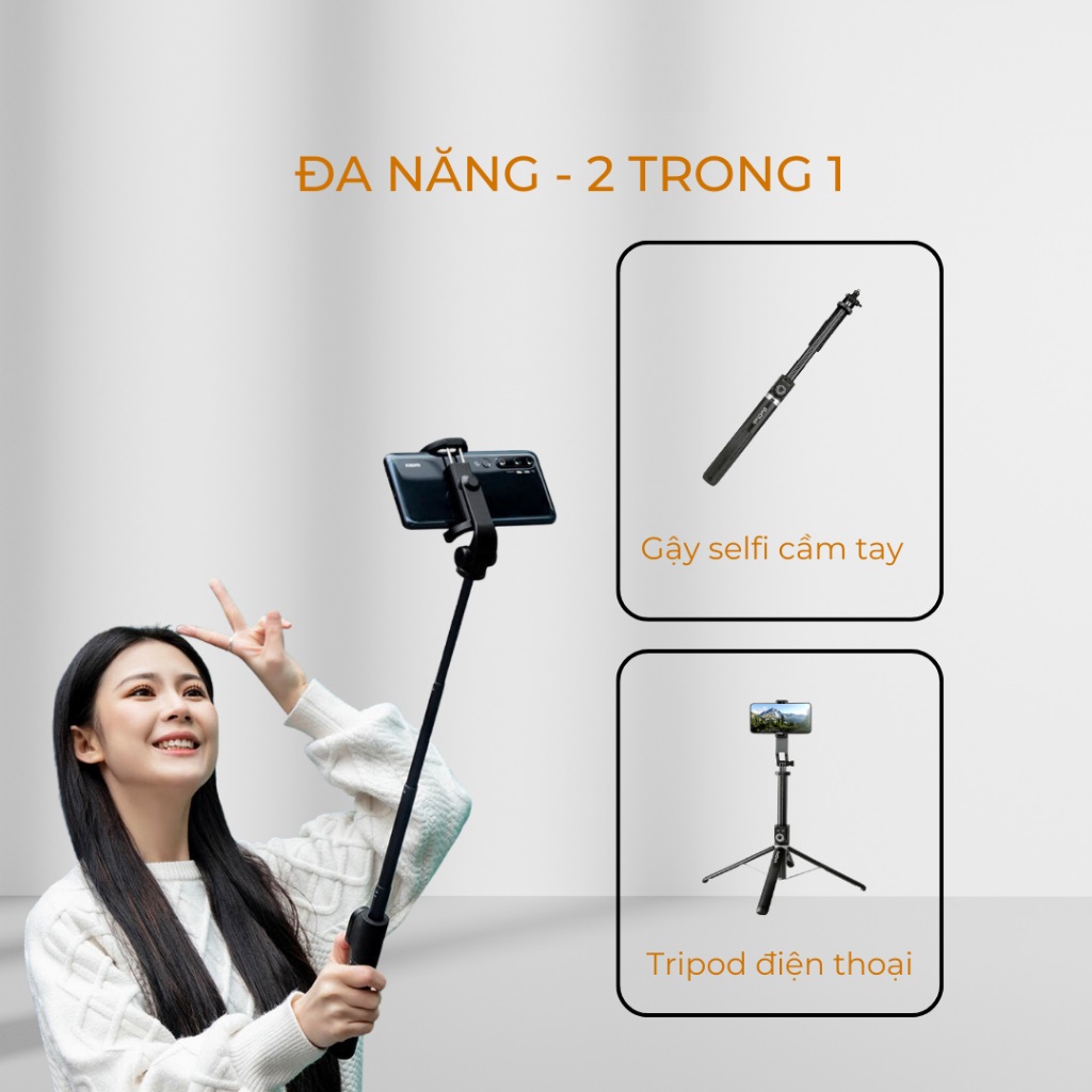 Gậy Chụp Ảnh Sothing SS100 Chụp Ảnh Tripod/ Selfi Bluetooth Điện Thoại, Livestream, Vlog Đa Năng, Kéo Dài 2,2m- Hàng chính hãng