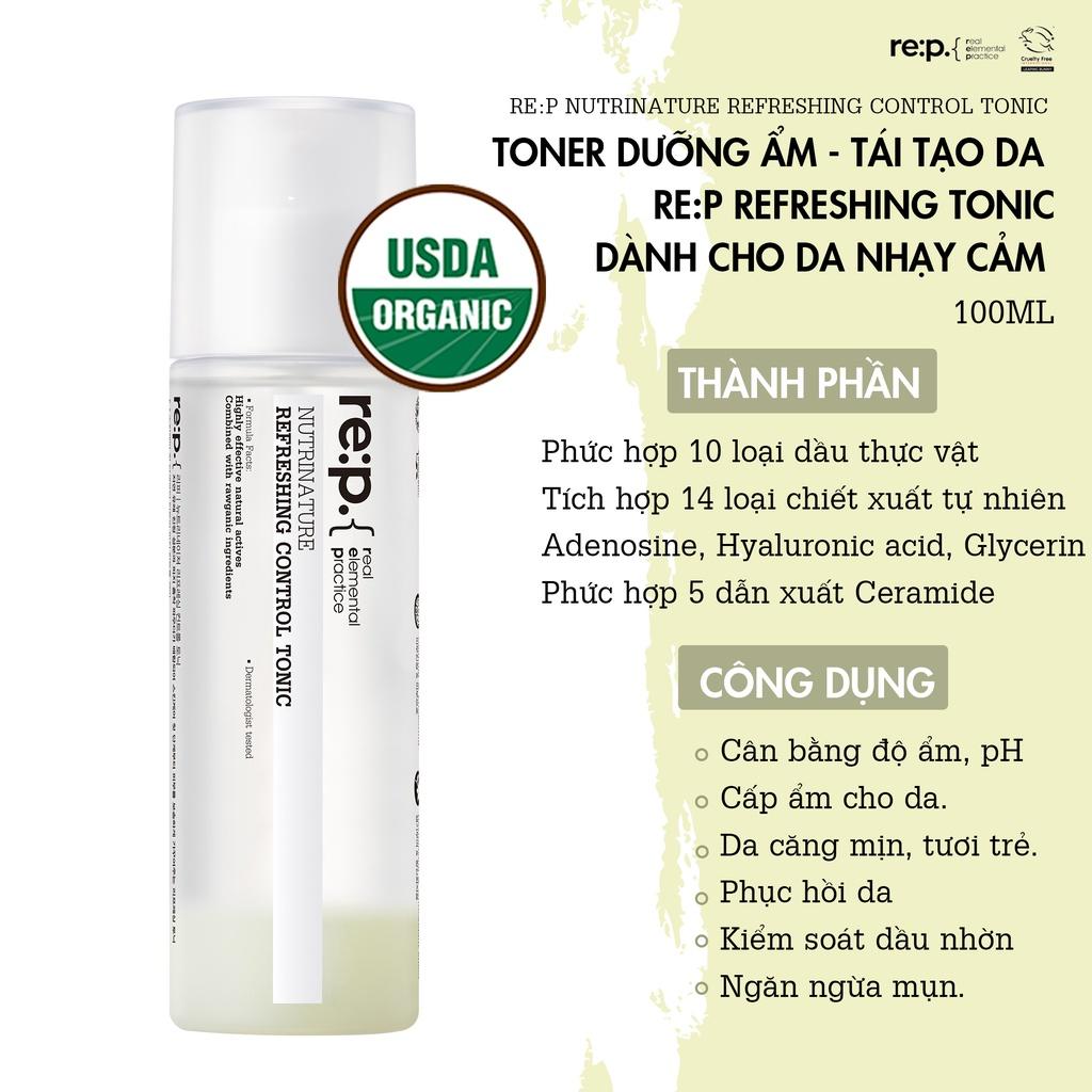 Toner Dưỡng ẩm - Tái Tạo Da dành cho da nhạy cảm Re:p Nutrinature Refreshing Control Tonic (100ml)