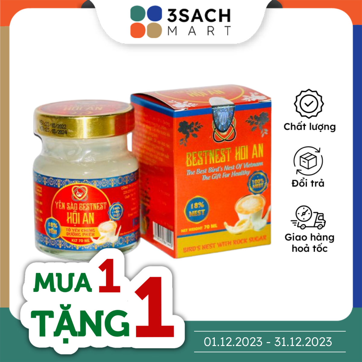 Tổ Yến Chưng Sẵn BESTNEST HỘI AN Đường Phèn - Hũ 70ml