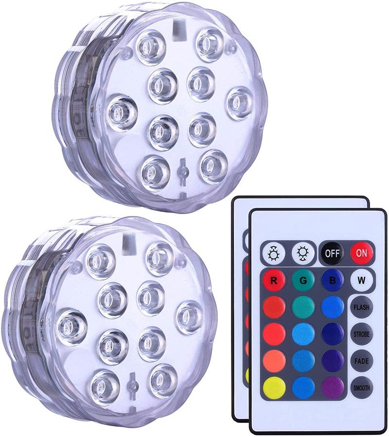 Đèn LED chìm, đèn hải quân 16 màu, đèn hồ bơi LED 10erles với điều khiển từ xa RF, đèn tắm không thấm nước cho bùn, trang trí