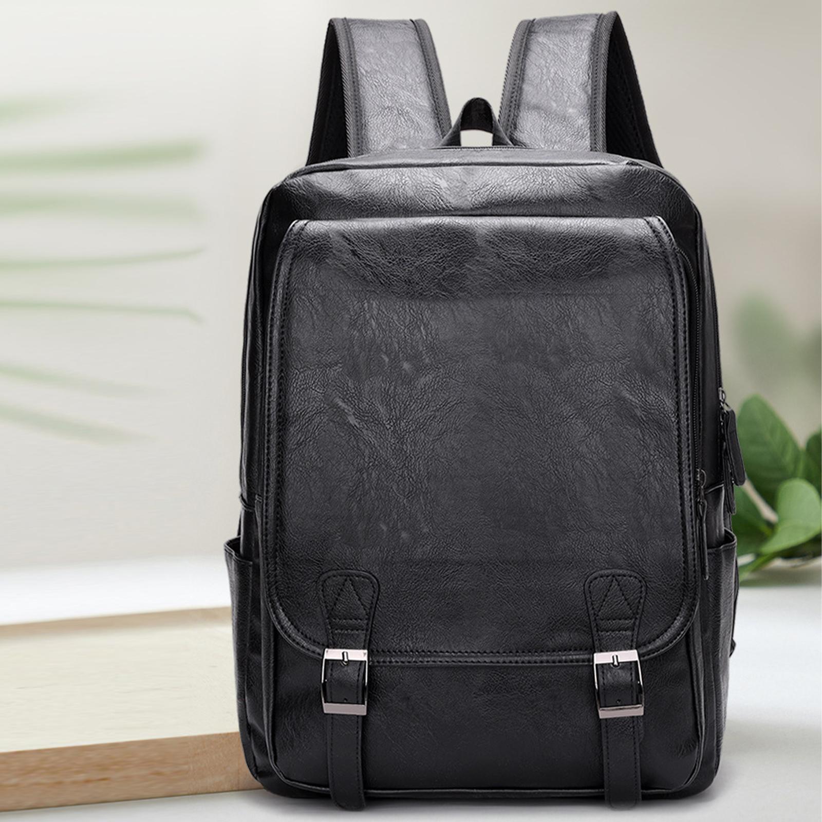 Laptop Backpack Men's PU Leather Backpack for Notebook Bookbag Casual Daypack Rucksack for Hiking Office Travel Work Shopping