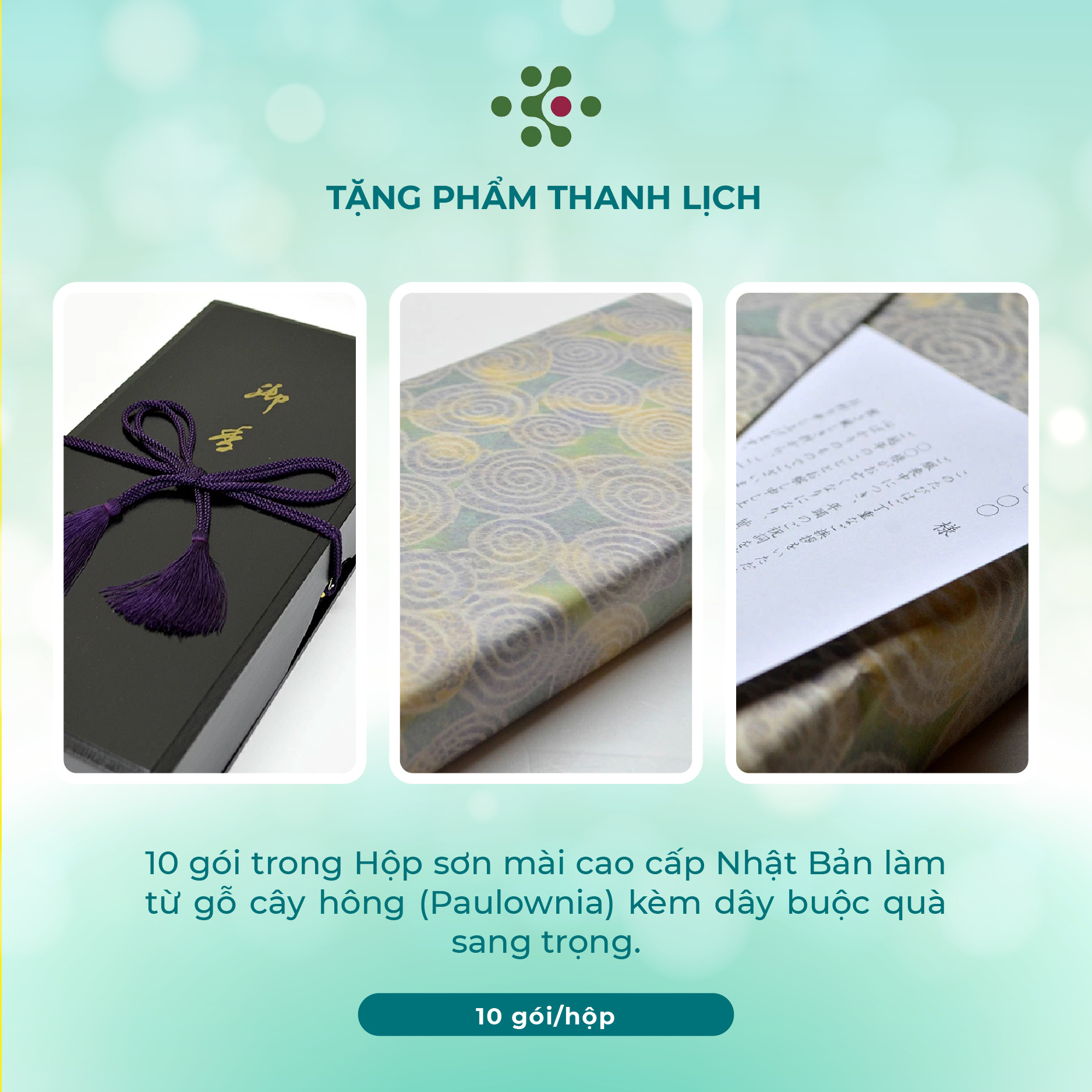 Hộp quà sơn mài cao cấp 10 gói nhang thơm Karin Hi-en thương hiệu Kunjudo Nhật Bản