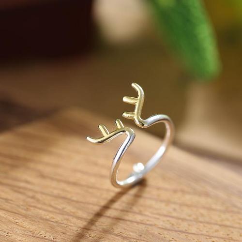 Nhẫn Bạc Nữ NgọcHY - Hình Sừng Nai Mạ Vàng