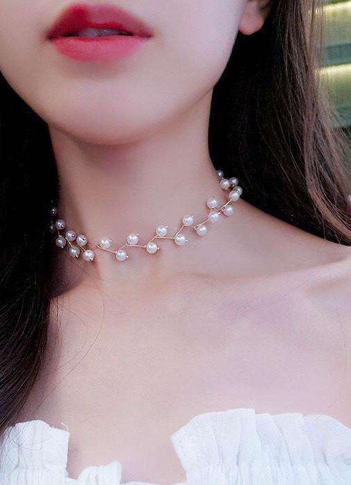 Vòng cổ choker đính ngọc trai sang trọng cho nữ