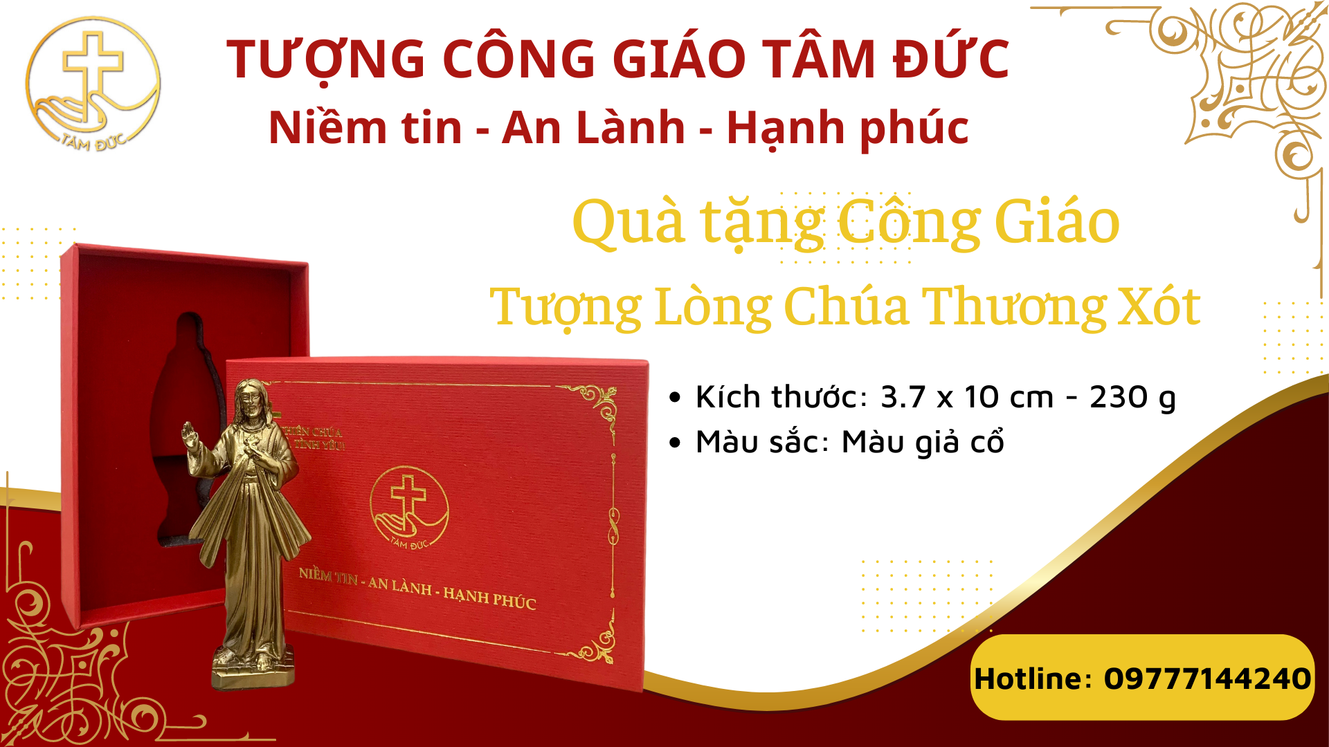 Tượng Lòng Chúa Thương Xót cao 10cm - Quà tặng Công Giáo - Tượng Công giáo Tâm Đức