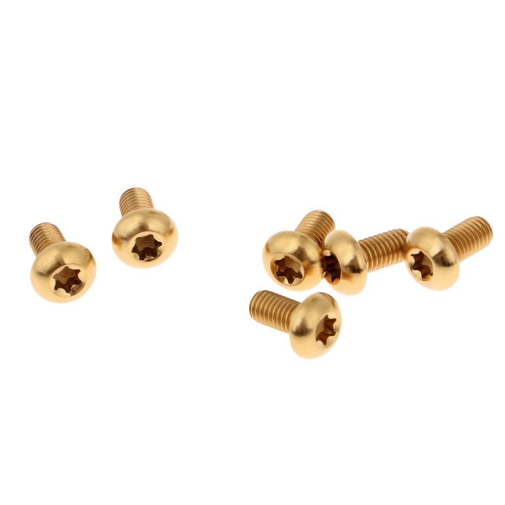 2-6pack 6pcs M5 x10/12mm Bike T25 Head Screw Disc Brake Rotor Bolts Golden