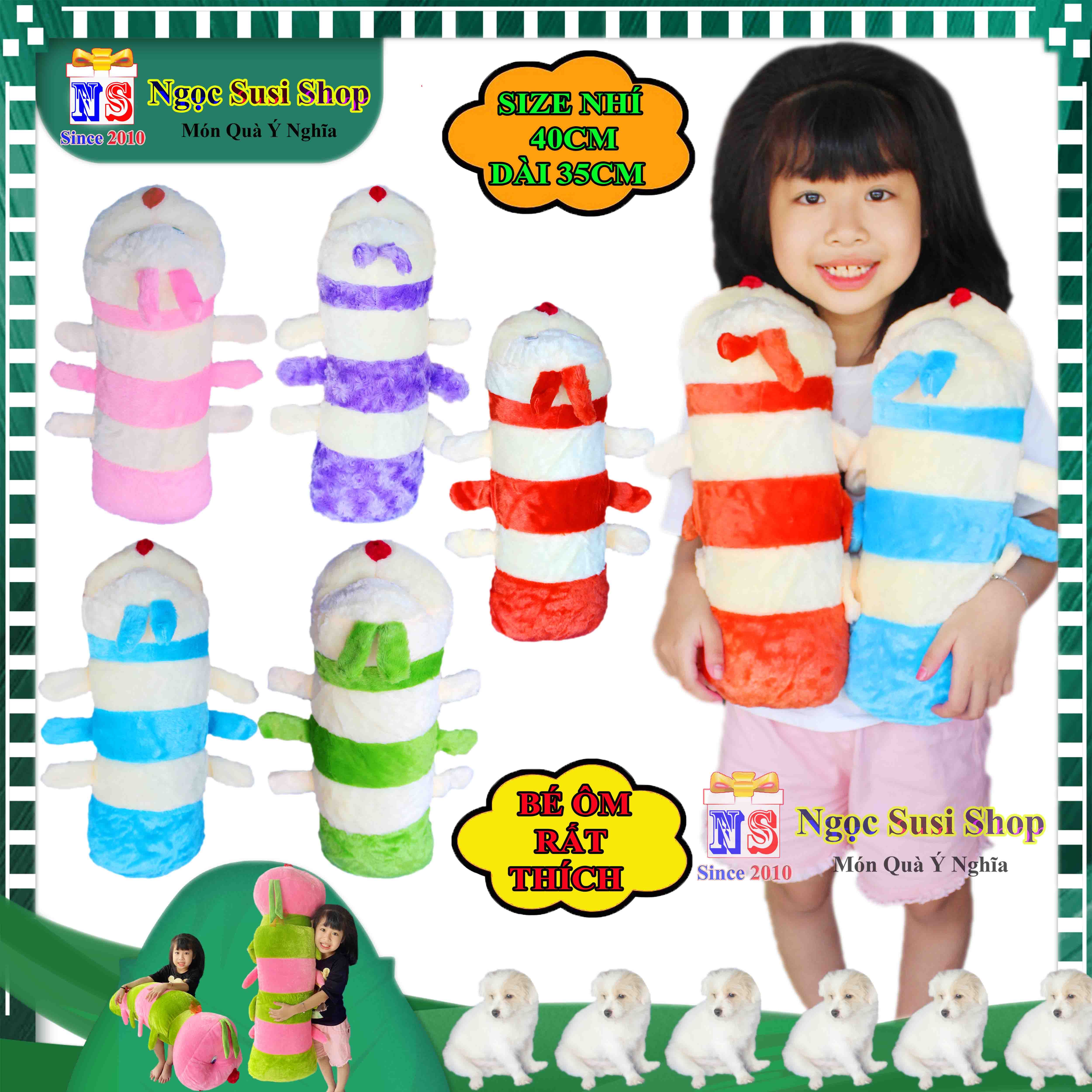THÚ NHỒI BÔNG CON SÂU SIÊU DÀI KHỔNG LỒ ÔM NGỦ RẤT MỀM ĐẸP - GỐI ÔM HÌNH CON SÂU