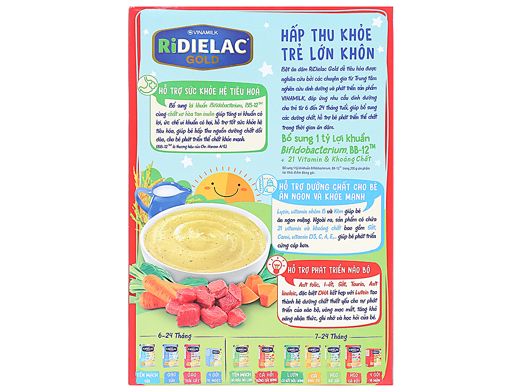 Bột ăn dặm Ridielac Gold bò rau củ hộp 200g