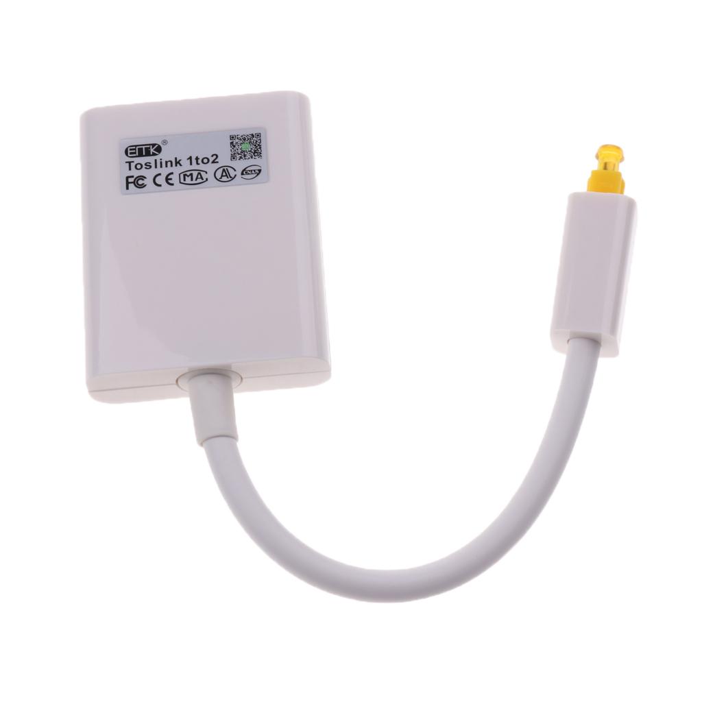 Splitter Optical Fiber SPDIF Duplicator Adapter For Toslink Digital Audio Cable For Adios 1 Pack White