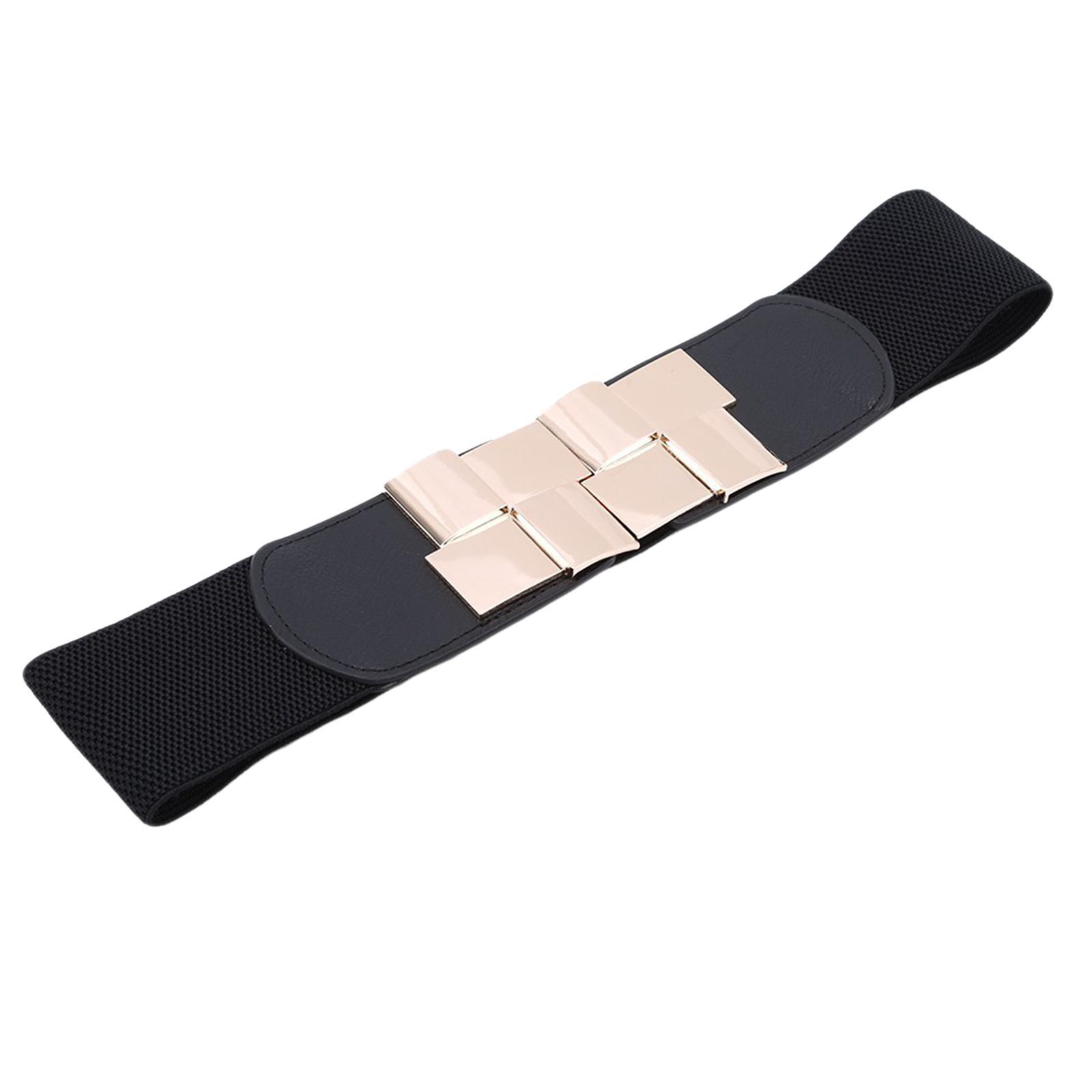 Wide Waist Skinny Belt Exquisite Fashion PU Elastic for Dress Coats Shirts Black