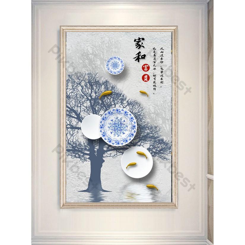 Tranh dán tường 3d Đĩa Cổ Hoa Văn