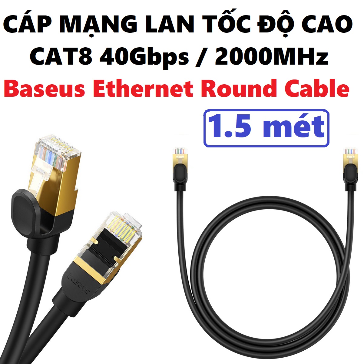 Dây cáp mạng LAN CAT8 kết nối internet tốc độ cao 40Gbps 2000Hz Baseus Ethernet Round Cable _ Hàng chính hãng