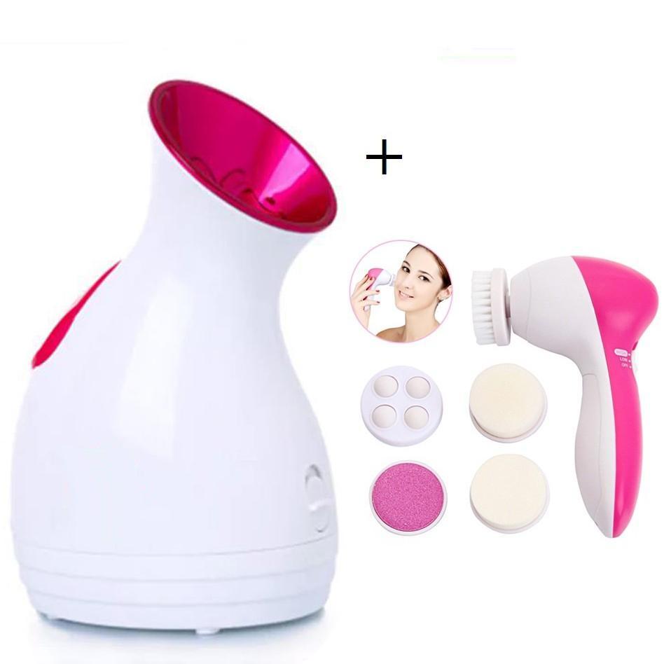 Máy xông hơi massage mặt Nano- Tặng máy rửa mặt 5in1 skin xoay