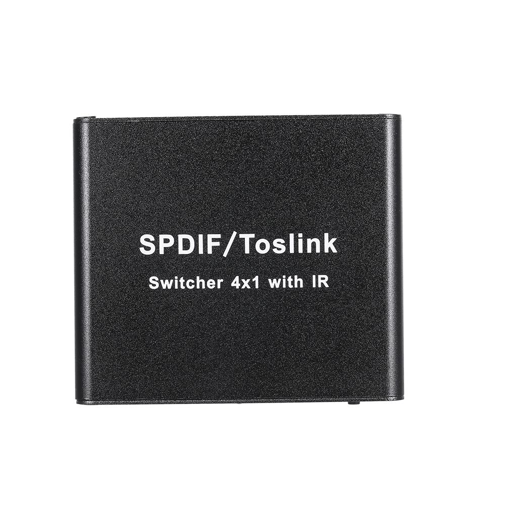  Thiết bị chuyển mạch âm thanh SPDIF TOSLINK kỹ thuật số 4*1điều khiển từ xa hồng ngoại - Phích cắm của US