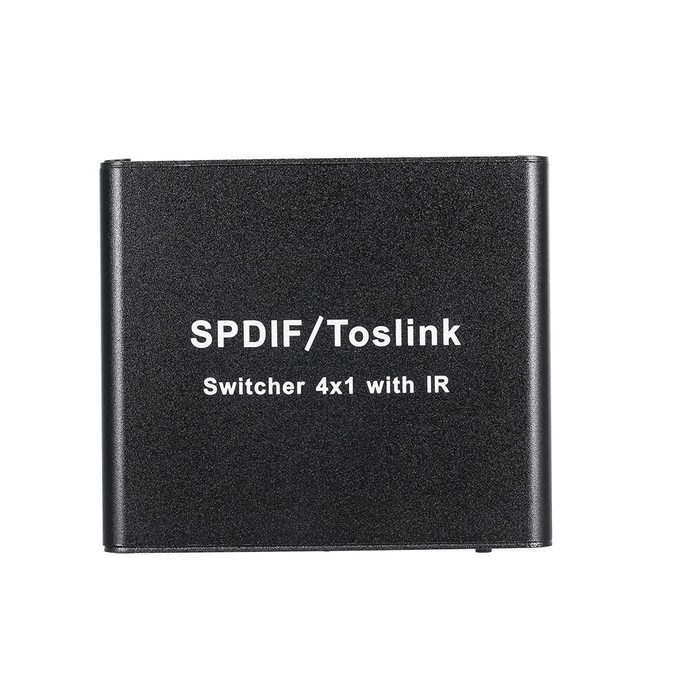 Thiết bị chuyển mạch âm thanh SPDIF TOSLINK kỹ thuật số 4*1điều khiển từ xa hồng ngoại - Phích cắm của US