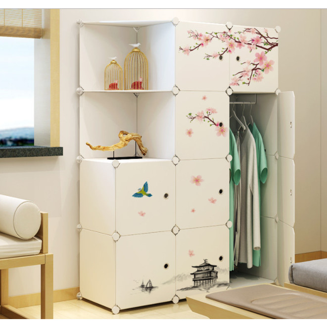 Tủ nhựa ghép 12 ngăn - Trắng hoa đào 10N2X