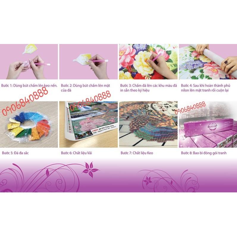 Tranh đính đá 8 con ngựa Mã đáo thành công mẫu đẹp