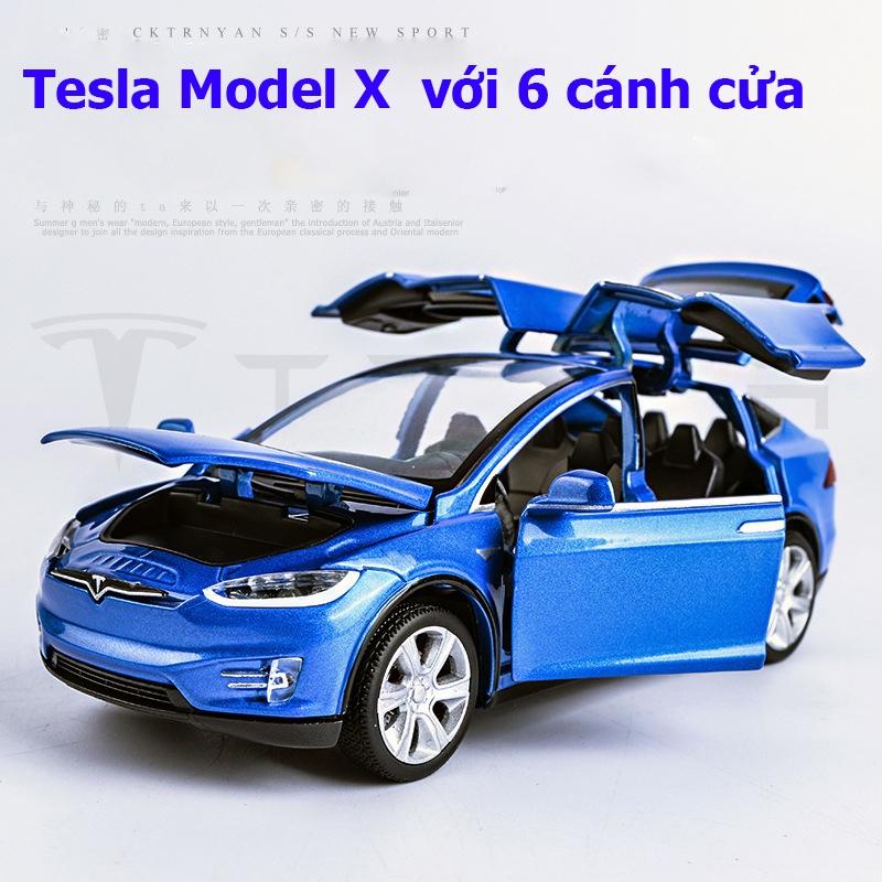 Đồ chơi mô hình xe TESLA chất liệu hợp kim có nhạc đèn mở được tất cả cánh cửa tỷ lệ 1:32