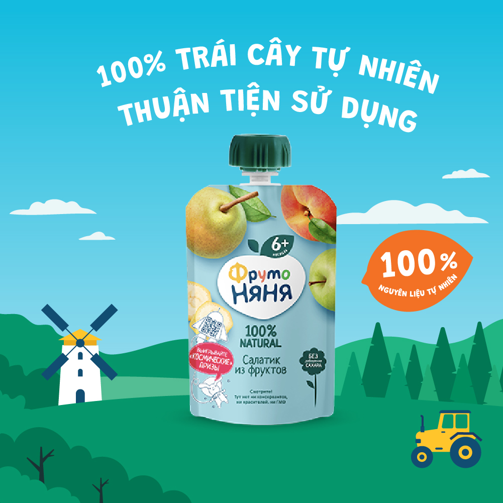 Thùng 12 Gói Trái cây nghiền Salad Fruit Fruto Nyanya 90g