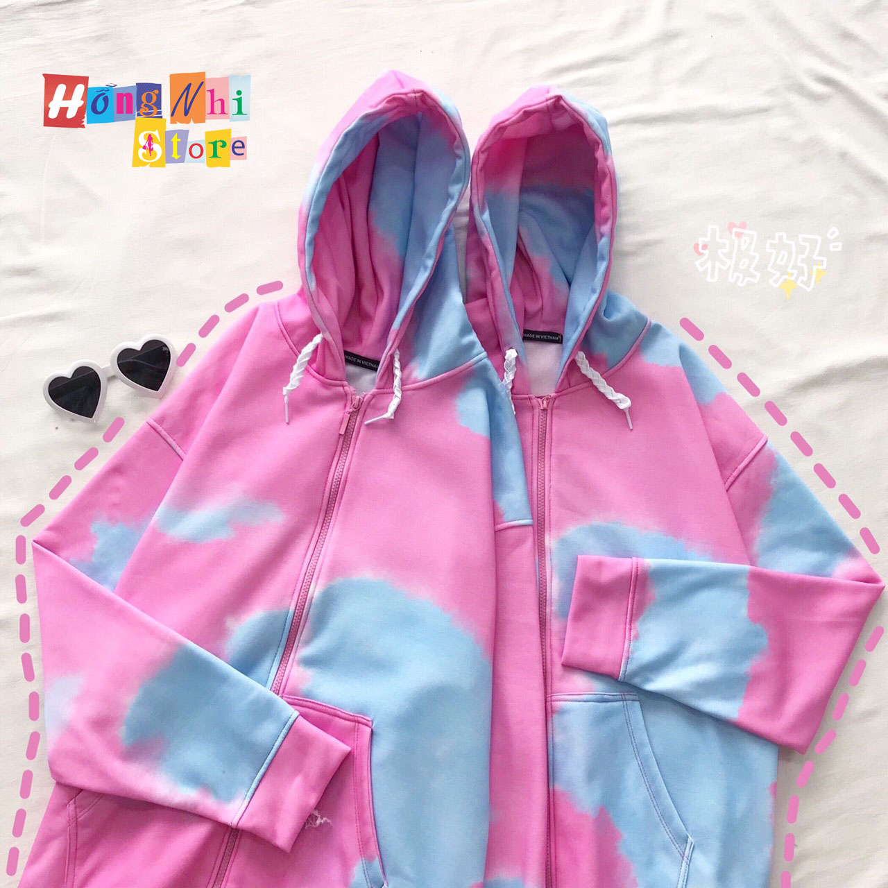 Áo Khoác Hoodie Zip 3D Oversize Ulzzang Unisex Loang Màu Dáng Rộng - MM