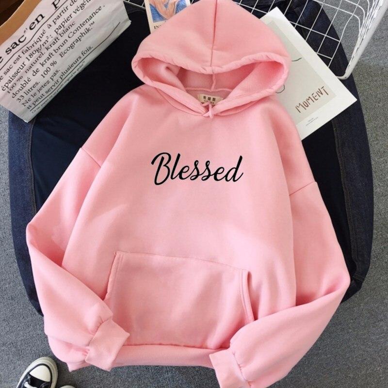 Blessed Hoodies Casual Unisex Women Pullovers Spring Autumn Graphic Cotton Hooded Sweatshirt