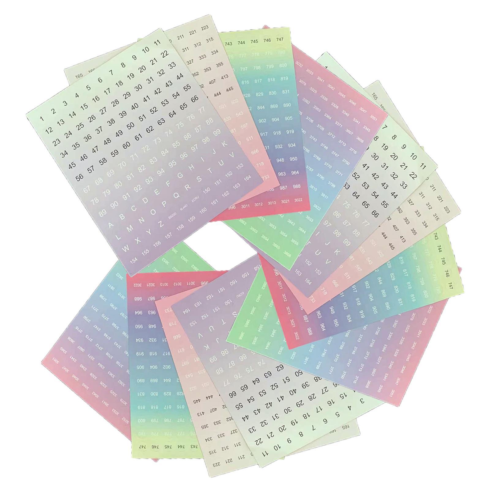 12 Sheet Color Number Stickers Labels for Accessory Storage Box for Adults Kids