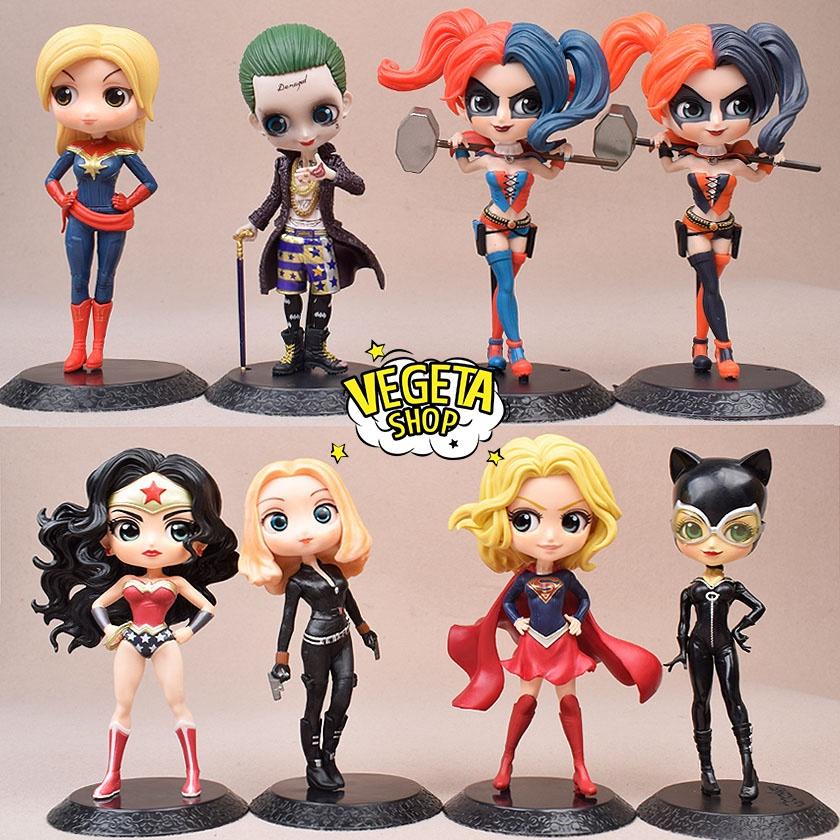 Mô hình Marvel Avengers DC - Q Posket - Joker Harley Quinn Captain Iron Spider man Thor Loki Cat Wonder Women - Cao 15cm