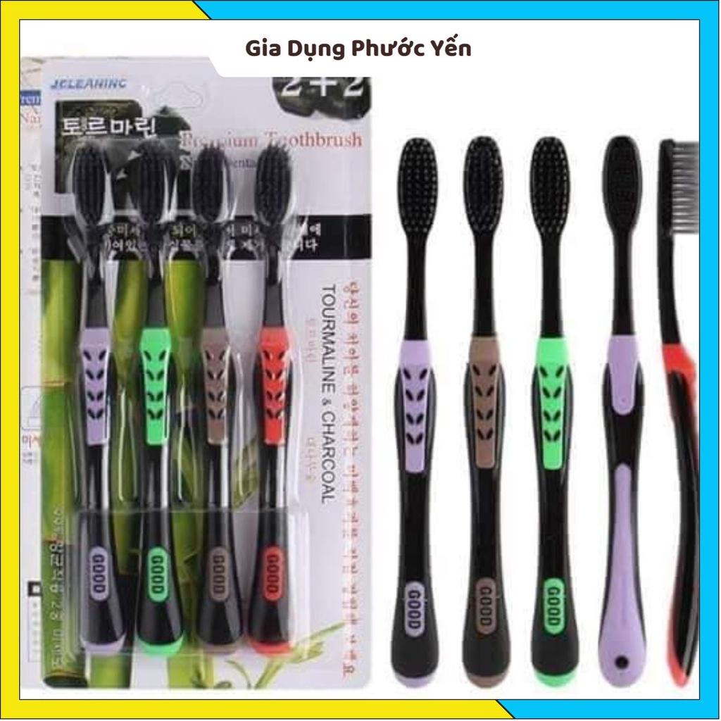 Vỉ 4 bàn chải than tre hoạt tính Hàn Quốc 2+2