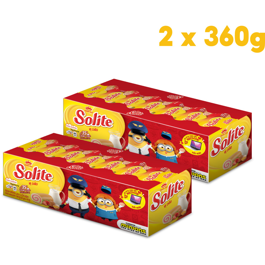 Combo 2 Hộp Bánh Bông Lan Tròn Kem SOLITE 360g