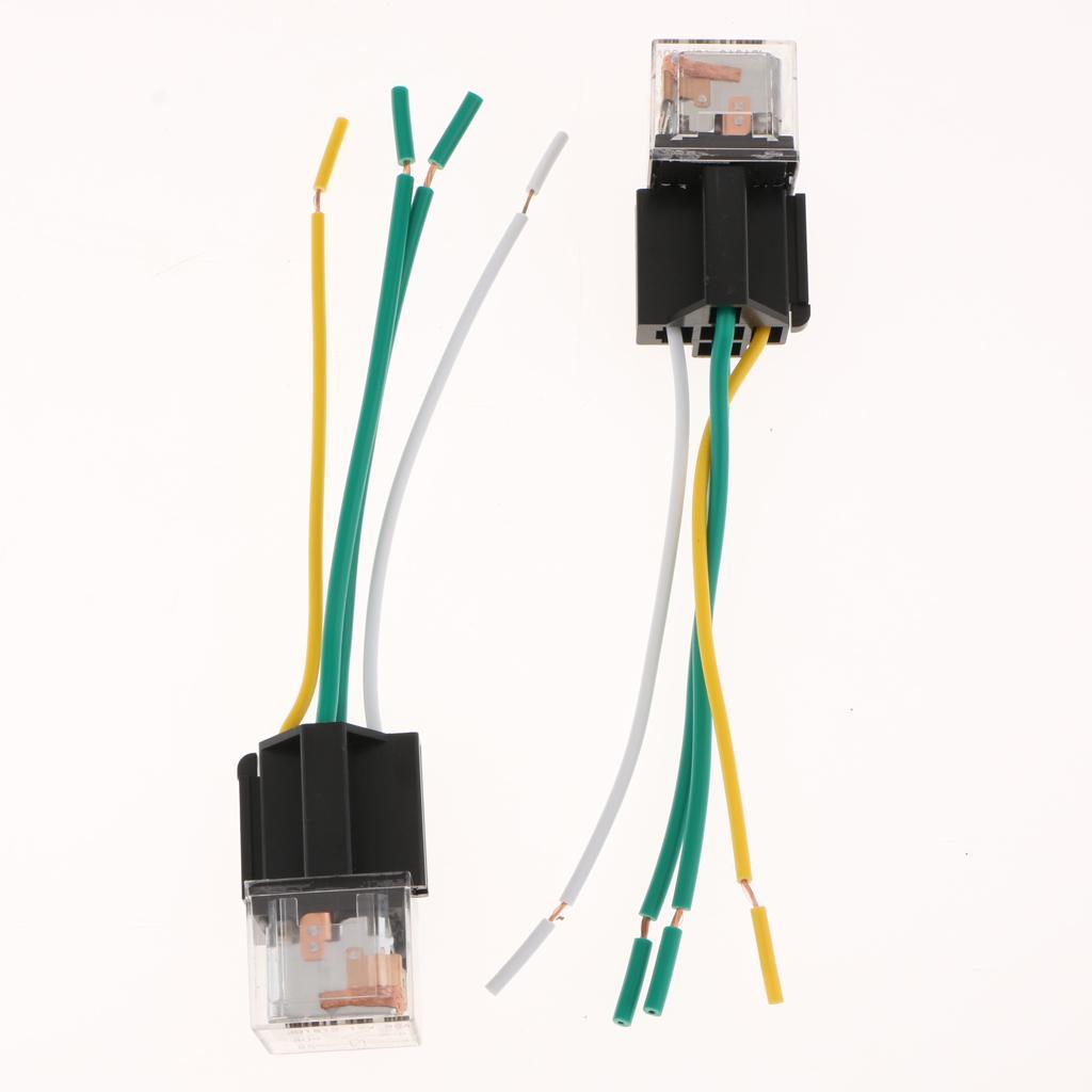5Pcs Car 12V 80A  Relay Pump Light  4Pin 4P & Socket 4 Wire