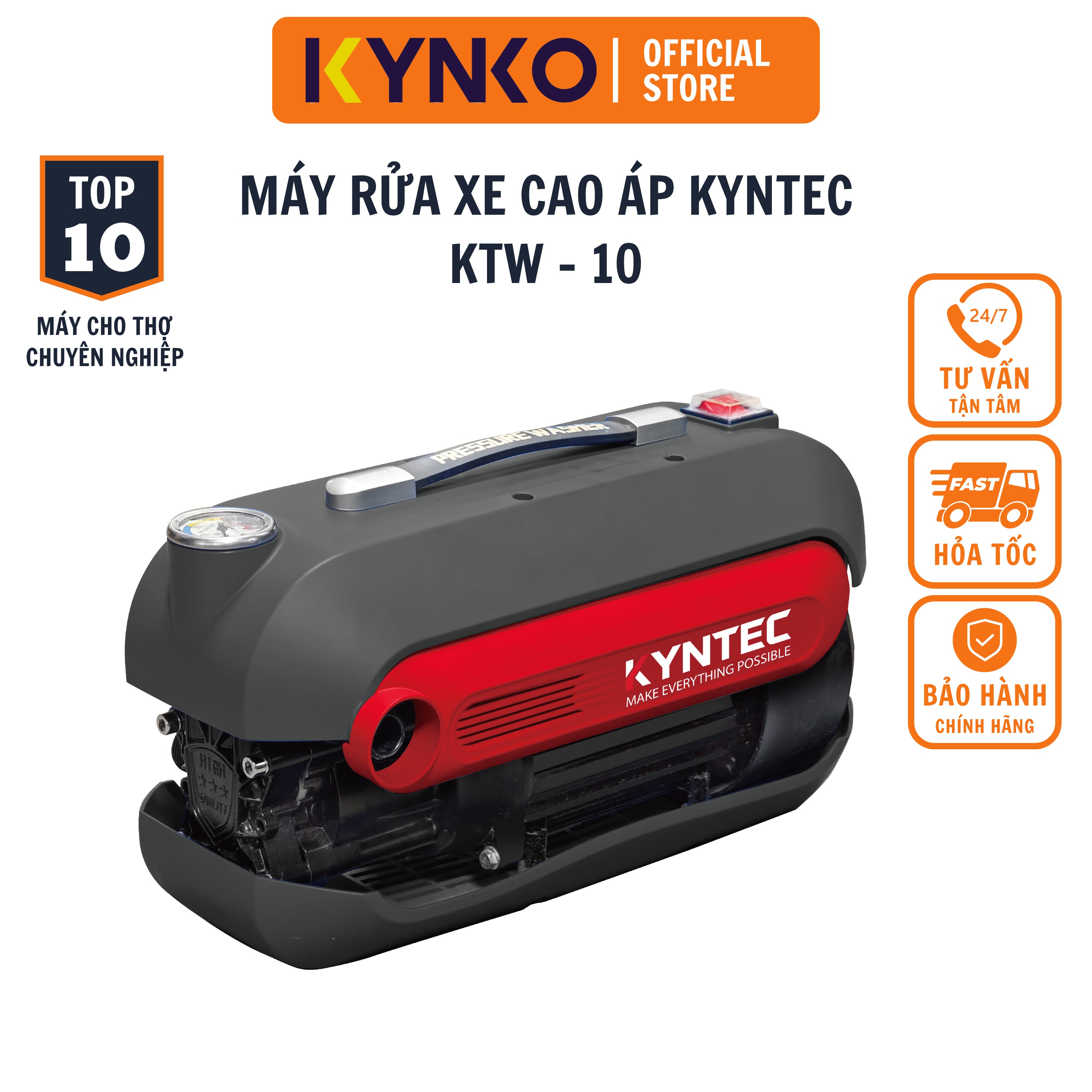 Máy rửa xe áp lực cao nhập khẩu chính hãng Kynko Kyntec KTW - 10 siêu bền