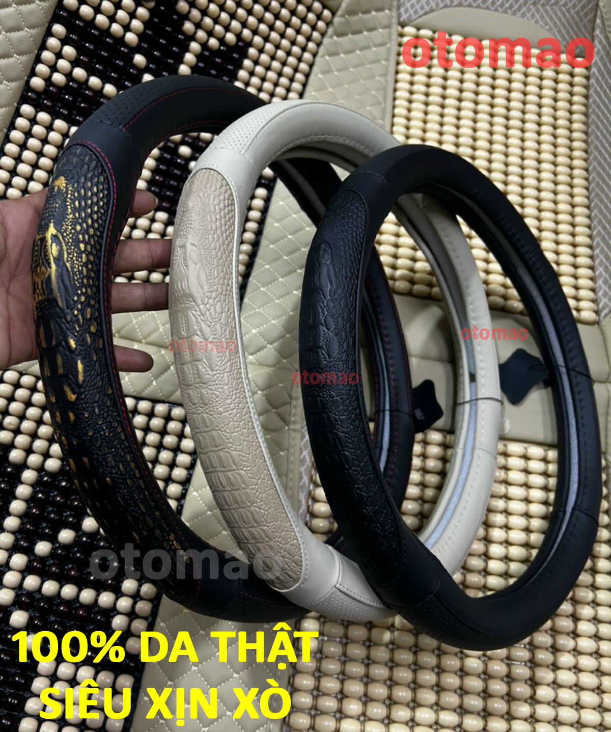 Bọc vô lăng da thật, 100% DA THẬT, Cao cấp, xịn, cho mọi ô tô, size 38cm, Chất lượng