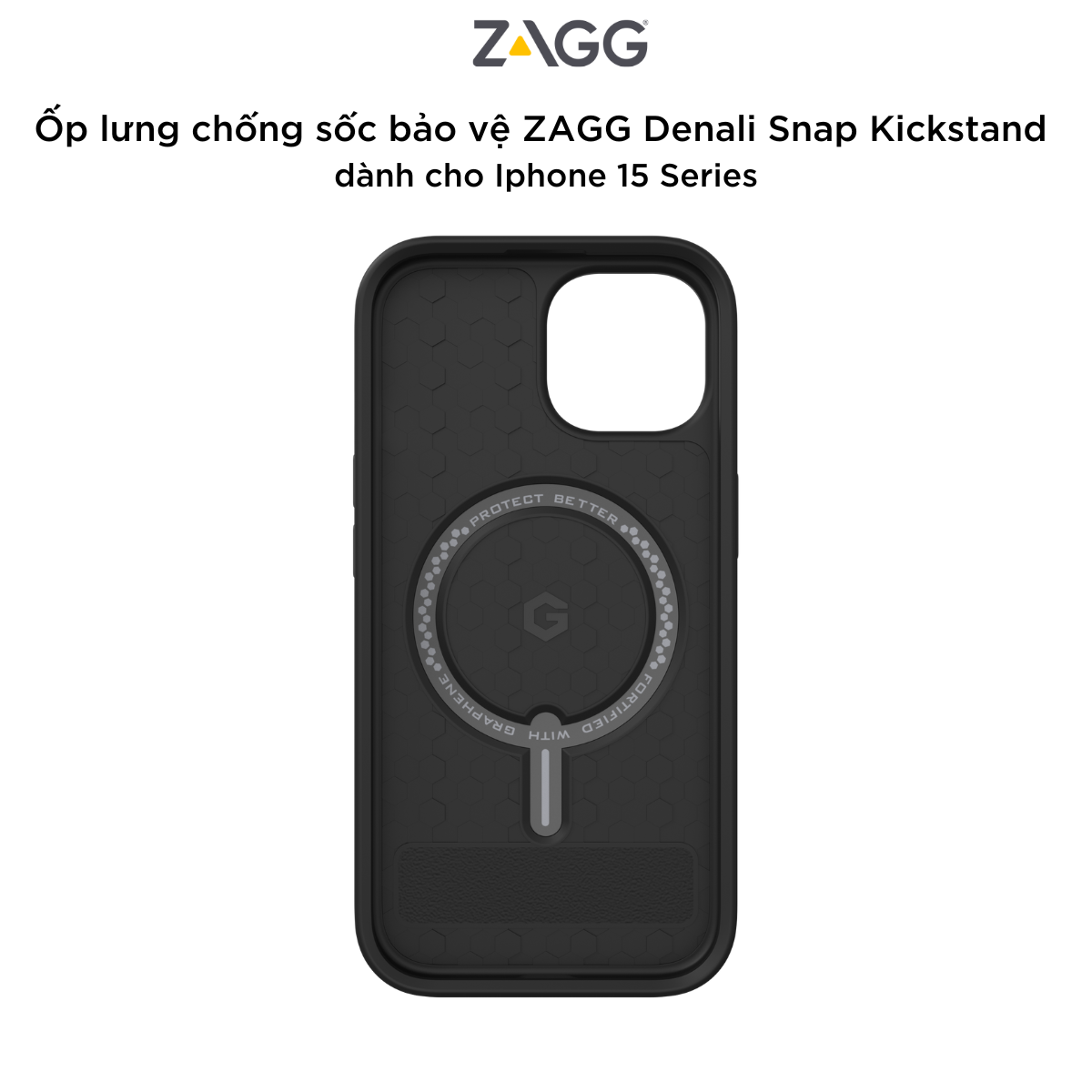 Ốp lưng bảo vệ ZAGG Denali Snap Kickstand cho iPhone 15 Series - chống sốc tới 5m - bảo hành 1 năm - Hàng chính hãng