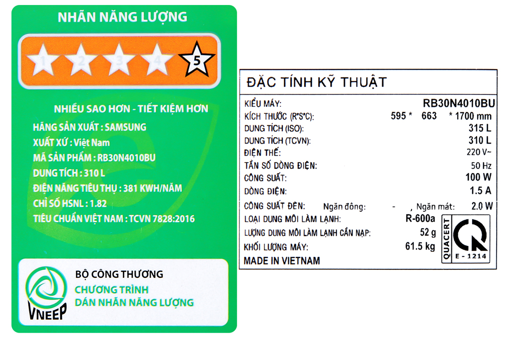 Tủ Lạnh Inverter Samsung RB30N4010BU/SV (310L) - Hàng Chính Hãng - Chỉ Giao tại Hà Nội