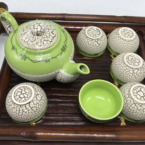 Bộ bình trà men rạn trứng xanh lá MNV-BT198-1