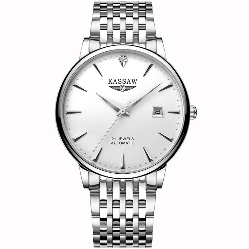 Đồng hồ nam chính hãng KASSAW K865-4 chống nước,chống xước,kính sapphire ,mặt trắng dây da xịn ,hàng mới 100% ,Đồng hồ cơ (Automatic) ,Thiết kế đơn giản và sang trọng
