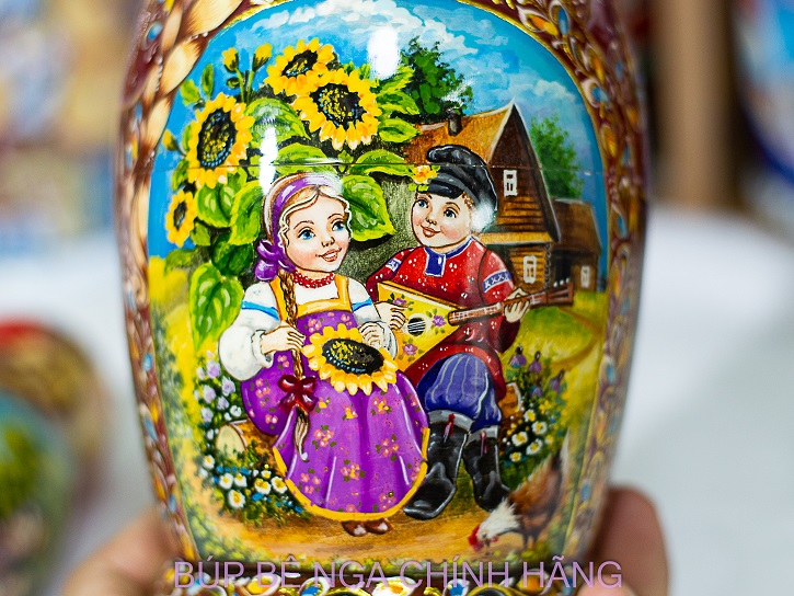 BỘ BÚP BÊ NGA CAO CẤP 7 LỚP 22CM HOA VĂN "NHỮNG ĐỨA BÉ THÔN QUÊ NGA" RẤT ĐẸP VÀ SANG TRỌNG, ĐỘC ĐÁO